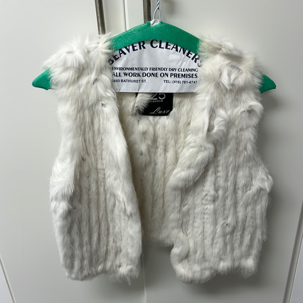 White real fur vest